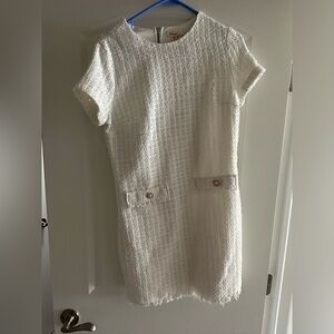 white tweed bebop mini dress